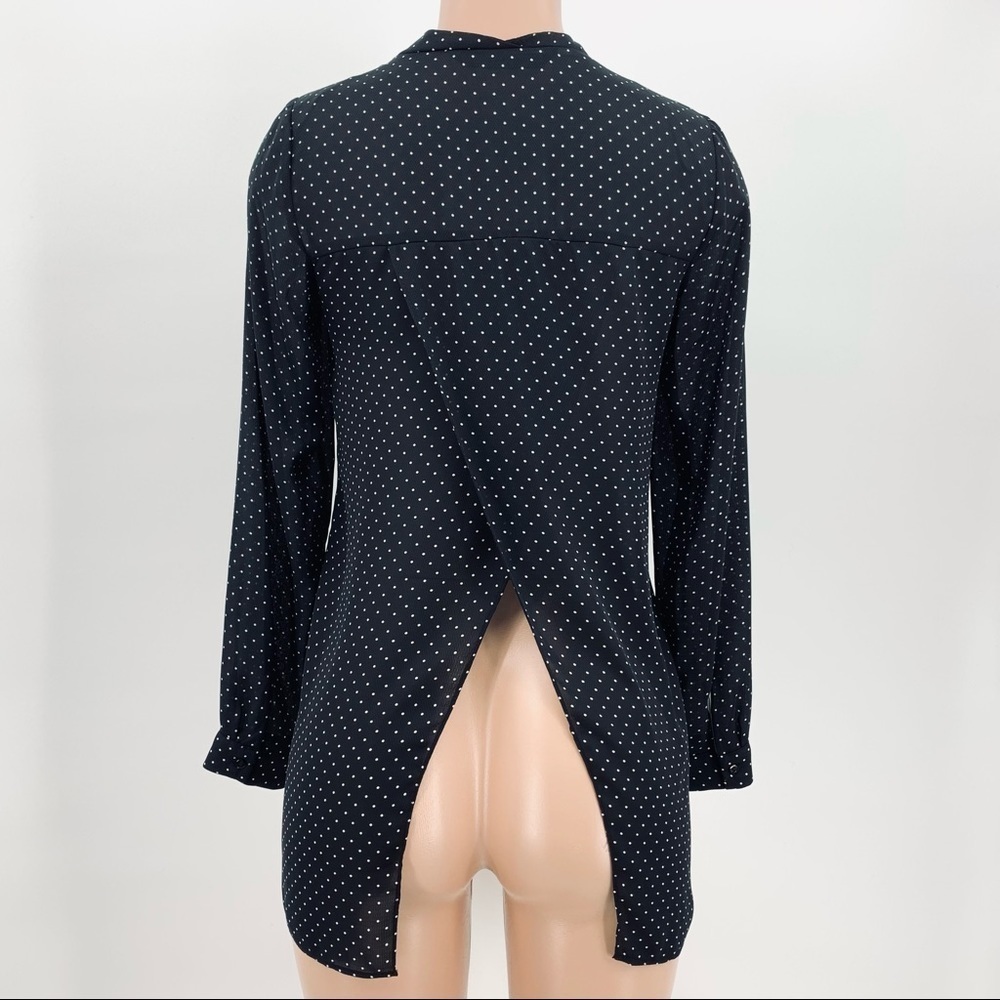 Zara Polka Dot Chiffon Split Back Buttoned High-L… - image 4